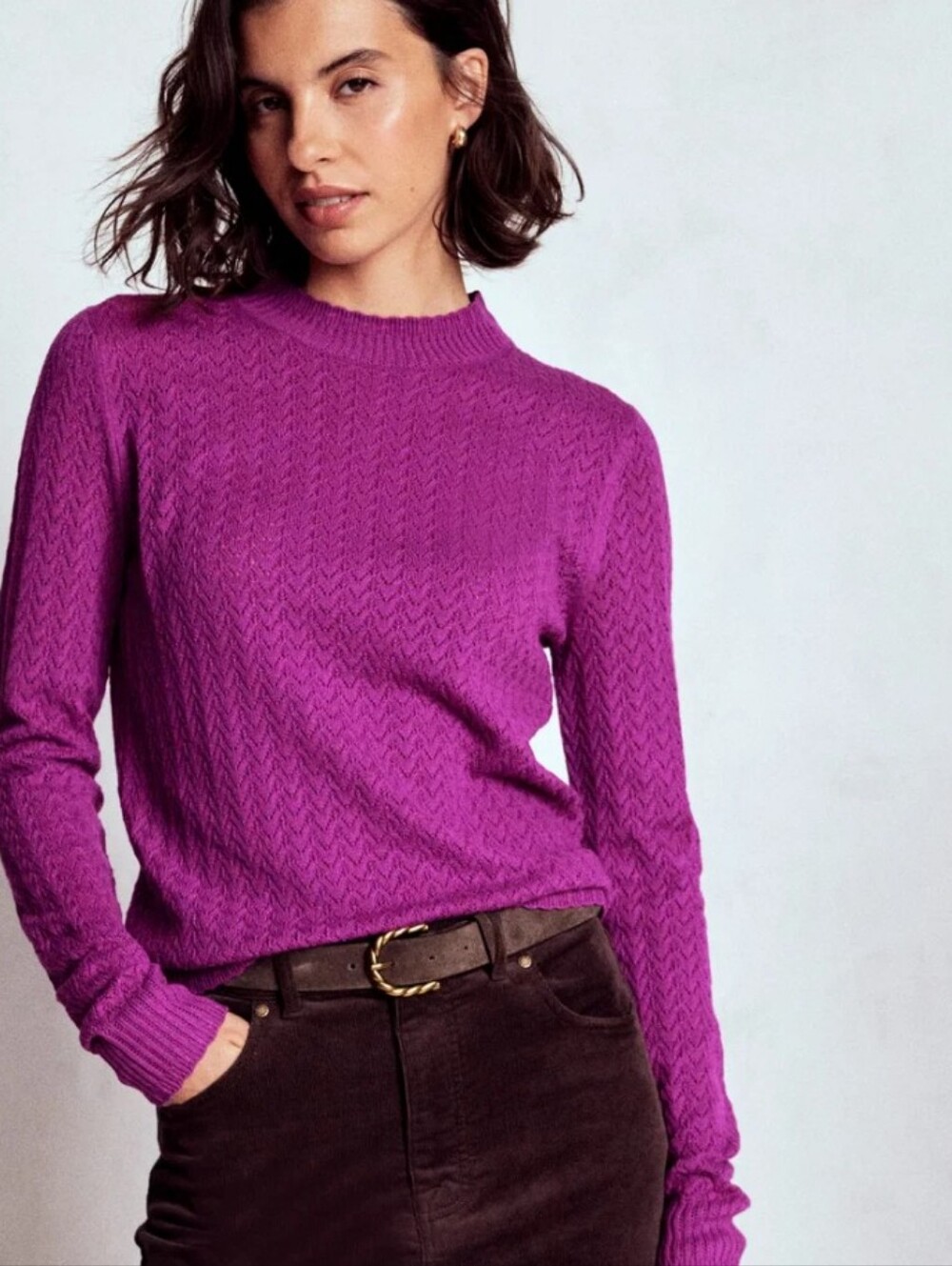 Boden Diane Pointelle Sweater Regal Purple Size Medium